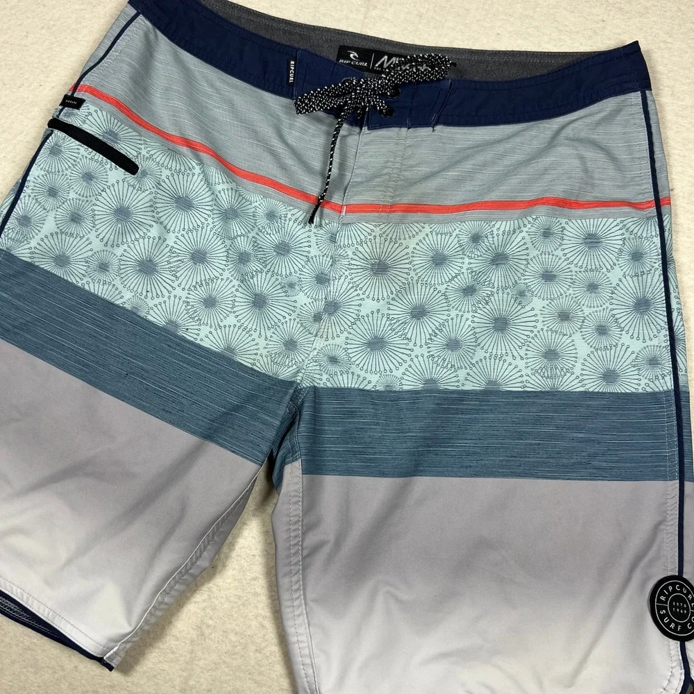 Rip‎ Curl Mirage Boardshorts Men Size 34 Blue Gray Floral Print Ultimate